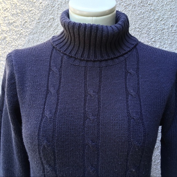 SHS JEANS charcoal gray cable knit turtleneck M - Picture 2 of 7
